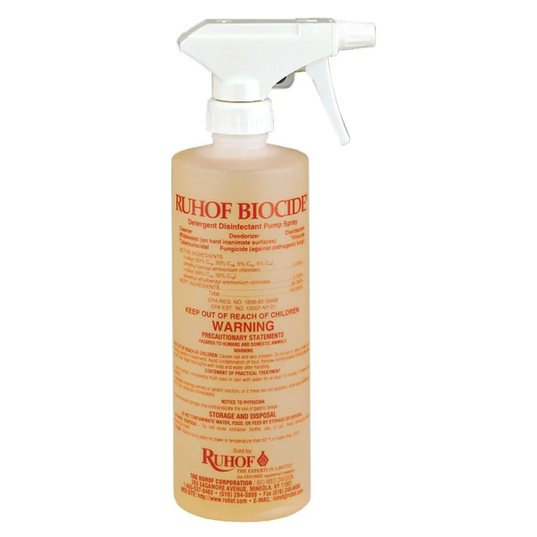 Ruhof Biocide® - Frascos de 16 onças - 12 por caixa - Químicos líquidos